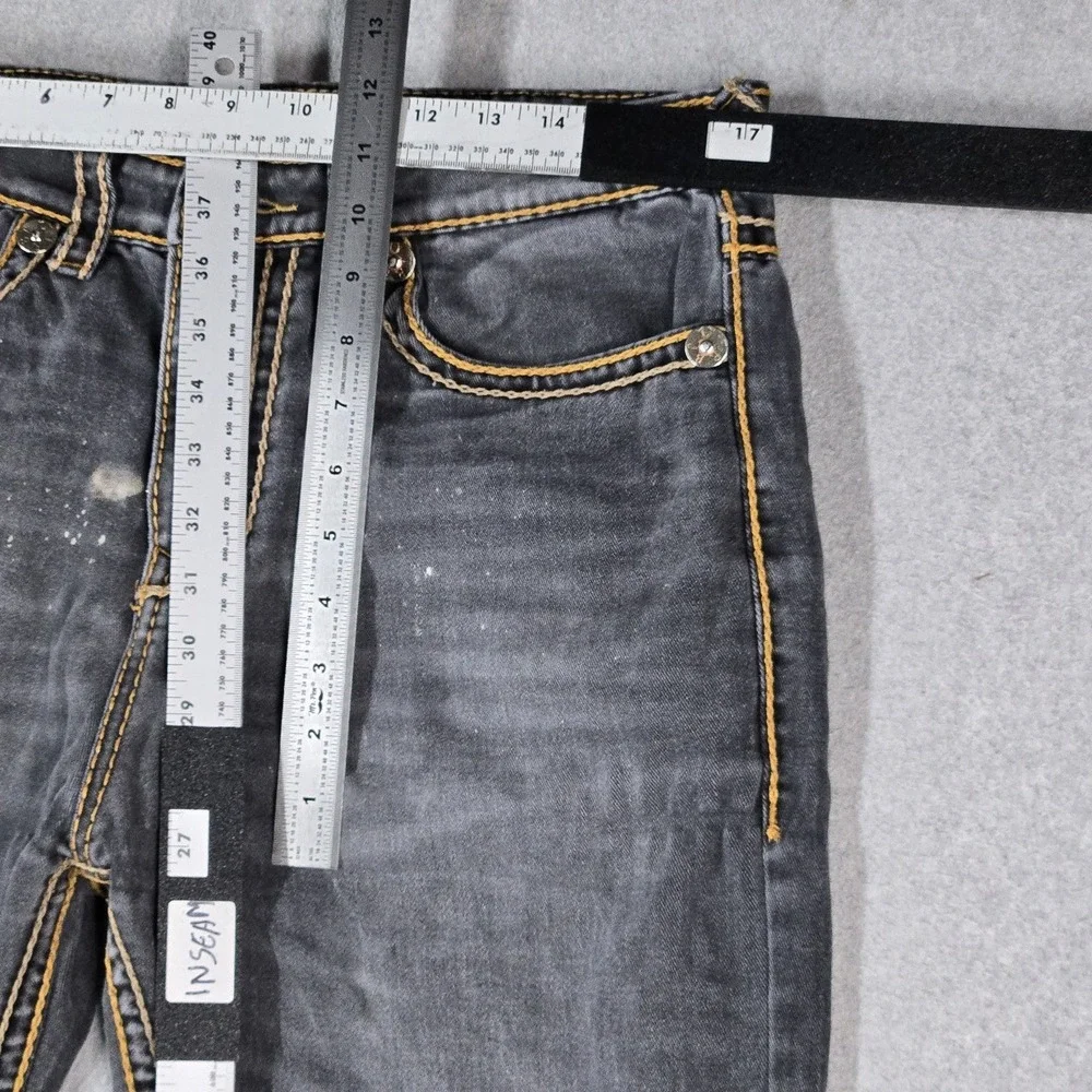 True Religion Men Jeans 36 Gray Denim Rocco Ricky Relaxed Straight Thick Stitch